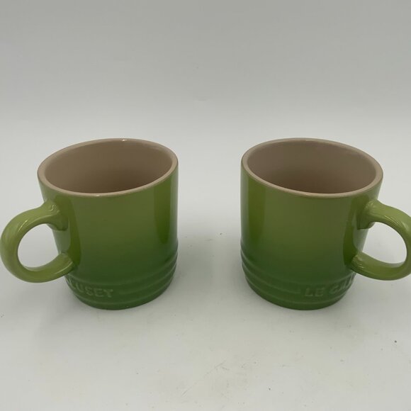 Le Creuset Other - Le Creuset 3.38 oz Cappuccino / Espresso Coffee Mugs - Pair of Ombre Green NWOT